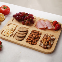 Plateau de service classique en bambou pour charcuterie, plateau de buffet avec couvercle, durable, antibactérien, outil de cuisine portable pour les fêtes