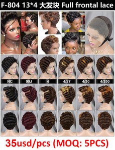 Letsfly 35$ Finger Wave Pixie Short Cut <b>Wigs</b> 13x4 Full <b>Lace</b> Frontal <b>Wig</b> 100% Human Hair Brazilian Hair wholesale for Black Women - Product Image 2