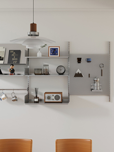 Étagère murale en acier inoxydable pour petits appartements, présentoir à bijoux et à vaisselle - Modulaire, durable, facile à nettoyer - Product Image 4
