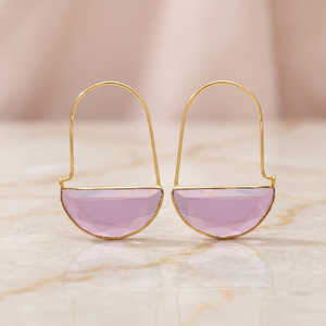 Nouveauté : Boucles d'oreilles pendantes en zircon rose, forme demi-lune tendance, en laiton, faites à la main, JAIPUR GEMS JEWELRY - Product Image 2