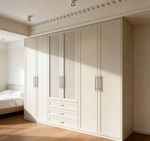 Ensemble de meubles de chambre à coucher avec dressing de luxe en bois, design de dressing, étagères et tiroirs réglables, vente en gros - Product Image 6