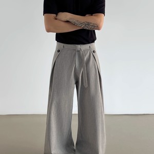 <span class=keywords><strong>Pantaloni</strong></span> Larghi Casual da <span class=keywords><strong>Uomo</strong></span> in <span class=keywords><strong>Lino</strong></span>, Stile Americano Retrò, Linea A, Vita Media, Plissettati, Dritti e Drappeggiati - Product Image 3