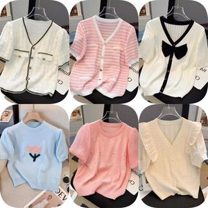 Maglione da <span class=keywords><strong>donna</strong></span> a maniche corte con scollo rotondo, top estivo, maglia casual ampia e leggera, pullover <span class=keywords><strong>basic</strong></span>. - Product Image 1