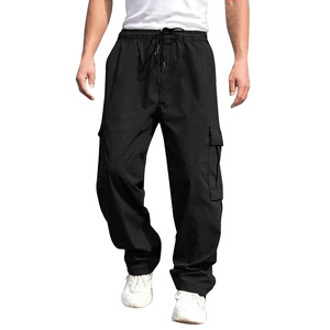 Pantalon cargo <span class=keywords><strong>d</strong></span>'<span class=keywords><strong>été</strong></span> pour homme, <span class=keywords><strong>d</strong></span>écontracté, anti-froissement, imperméable, 6 poches, taille mi-haute, respirant, toile, multi-poches, cordon de serrage - Product Image 1