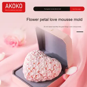 AKOKO <span class=keywords><strong>Moule</strong></span> <span class=keywords><strong>en</strong></span> Silicone Cœur à Pétales <span class=keywords><strong>de</strong></span> 4 Pouces, <span class=keywords><strong>Moule</strong></span> <span class=keywords><strong>de</strong></span> Cuisson pour Pâtisserie Française, <span class=keywords><strong>Moule</strong></span> à Gâteau Mousse pour la Saint-Valentin, Outil à Gâteau - Product Image 6
