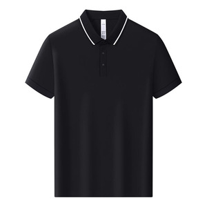 Polo Shirt Solid Color Polyester Fiber Contrast Trim Daily Wear - Product Image 2