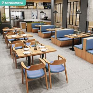 Juegos de cabina de comedor para restaurante, muebles, sofá, cabina, silla y mesa, luz personalizada, restaurante de comida rápida de lujo - Product Image 4
