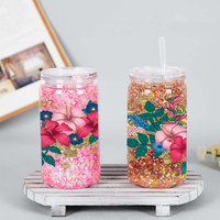 Lot de 25/50 gobelets en plastique à double paroi de 16 oz, type boule à neige, avec trous pré-percés, couvercles transparents et pailles en plastique