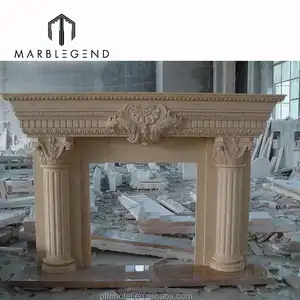 fireplace with column roman style beige marble fireplaces mantel