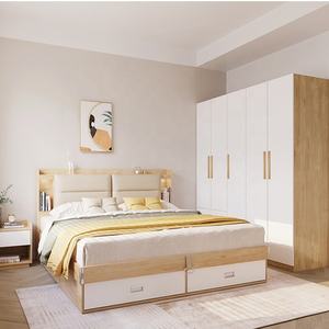 Mdf 2023 Pièce de rangement en bois Maison complète Hôtel Moderne Garçon Fille Queen Meubles Lit Chambre Ensembles Luxe King Size