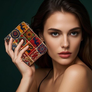 Women for Fashion Vegan Purse Custom <b>Wallets</b> Card Holder <b>RFID</b> <b>Blocking</b> Bifold Zipper Coin Pocket <b>Wallet</b> Short Polyester - Product Image 5