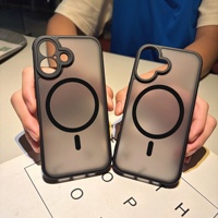 Coque de protection magnétique mate en TPU+PC à design plat avec anneau magnétique, écologique, compatible avec iPhone 17 18