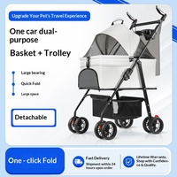 Carrito de Paseo Plegable Ligero para Mascotas, Ideal para Viajes al Aire Libre, para Gatos y Perros de Raza Pequeña y Mediana
