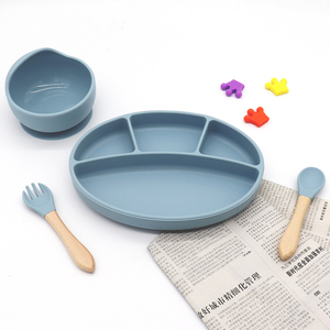 2023 cấp thực phẩm không độc hại sinh thái thân thiện Silicone bé ăn đặt hút thực phẩm Tấm bát với muỗng nĩa - Product Image 1