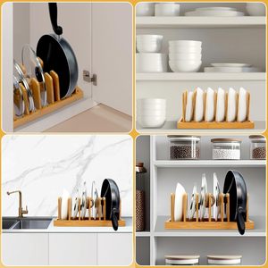 Support extensible et réglable pour couvercles de <span class=keywords><strong>casseroles</strong></span> en bambou, organisateur de <span class=keywords><strong>casseroles</strong></span> et poêles sous l'armoire pour la <span class=keywords><strong>cuisine</strong></span> - Product Image 6