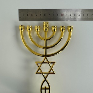 Ménorah en <span class=keywords><strong>métal</strong></span> plaqué or gravée et sculptée, modèle de Noël, décoration de maison, religieuse, moderne et traditionnelle - Product Image 6