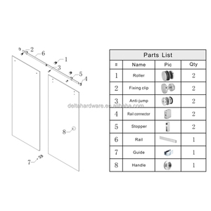 KKZ A002 espejo pulido Juego de accesorios para cuarto de ducha Serenity enciende rodillos de puerta de ducha de vidrio sin marco herrajes deslizantes - Product Image 5