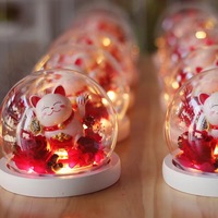 Vente en gros de roses préservées de luxe de Dubaï dans des tubes en dôme de verre Real Touch fleurs conservées «I for Love You» fête des mères Noël
