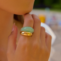 Bagues en pierre naturelle J&D de style vintage pour femmes, avec cristaux blancs, aventurine verte et agate rouge