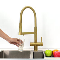 Robinet de cuisine de luxe doré 5 voies, rotatif à 360 degrés, mitigeur eau chaude et froide, filtre à eau, robinet 5 en 1
