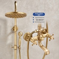 Ensemble de douche en cuivre brossé de style antique, pommeau de douche vintage de style européen, buse de douche à effet pluie haute pression, montage mural