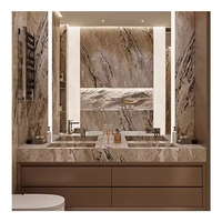 Meuble de salle de bain suspendu italien classique vintage, meuble double vasque, meuble à tiroirs en bois