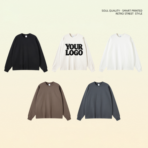 Camiseta de Manga Larga de Algodón Puro de Cuello Redondo y Corte Ajustado de 385 g, Talla Americana, con Logotipo Personalizado - Product Image 2