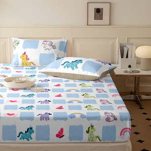Set di <span class=keywords><strong>Lenzuola</strong></span> 3D con Stampa Digitale <span class=keywords><strong>Unicorno</strong></span>, 3 Pezzi con Cintura Blu e 2 Federe, Ecologico e Caldo, Vendita all'Ingrosso - Product Image 4