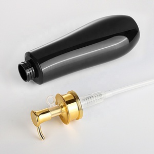Envase de Lujo Personalizado con Logotipo, Envase de Plástico Cilíndrico Negro de <span class=keywords><strong>500</strong></span> ml y 750 ml para Lociones, Champú, con Bomba Dorada - Product Image 2