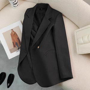 Women's <b>Blazer</b> Solid Color Polyester Worsted One <b>Button</b> Pocket Spring Autumn Casual Suit S M L XL - Product Image 3