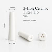 Filtres en céramique droits de 9 mm en gros à approvisionnement stable, avec logo personnalisé, 3 trous, pour fumer