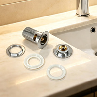 Vanne de vidange escamotable chromée pour lavabo avec trop-plein, en laiton et acier inoxydable, type clic-clac, 66 mm G1 1/4, anti-odeur