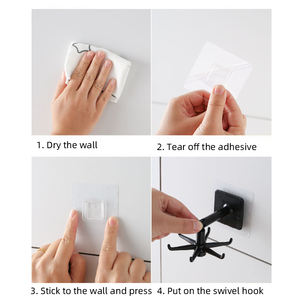 Wholesale 360-Degree Rotating Multifunctional PlasticHook Six-Claw Seamless Household Punch-Free <b>Sticky</b> <b>Hooks</b> Kitchen Bathroom - Product Image 4