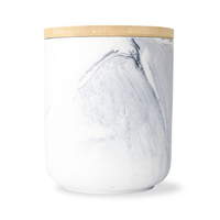 Pot à bougie en céramique marbrée avec couvercle en bambou, décoration nordique pour la maison, récipient à bougie, vente en gros, cire de soja, logo personnalisé, ODM, faible MOQ