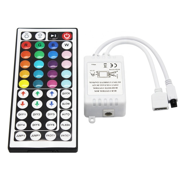 44 Keys DC12V Dual Connectors IR Remote Control with Fixed Code Learning & Rolling Code Metal RGB LED Light Strip Controller