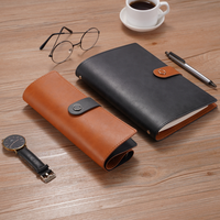 Noir A5 Rechargeable Couverture Portable, PU En Cuir Journal Journal 6 Liant Livre, D'affaires Brun Couverture Souple En Cuir Liant Pour Ordinateur Portable