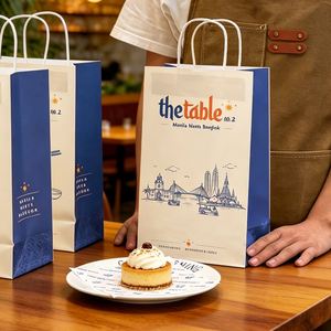 Wholesale Custom Eco-Friendly Recyclable Biodegradable Disposable Offset Printed Kraft Paper <b>Bags</b> for Restaurant Thai Food - Product Image 6