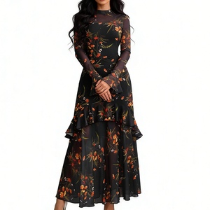 ชุดเดรสพิมพ์ลายรีสอร์ทแขนระบายลายดอกไม้แฟชั่นสำหรับผู้หญิง - Product Image 3