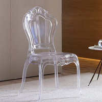 Chaise de salle à manger moderne et durable, style antique, élégante, en plastique transparent, pour événements, chaise de mariage en acrylique transparent