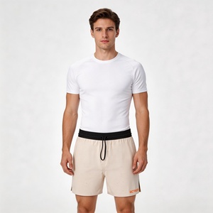 Short de course 2-en-1 beige crème à séchage rapide avec cordon de serrage et taille en maille pour temps chaud, <span class=keywords><strong>jogging</strong></span>, gym, logo personnalisé - Product Image 5