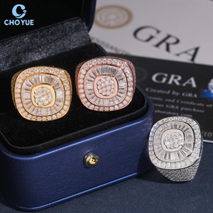 Bague Hip Hop pour Homme Plaqué Or 3 Couleurs avec Moissanite VVS Clarity Taille Baguette et Ronde, Sertie de Pierres, pour Usage Quotidien, Vente en Gros - Product Image 4
