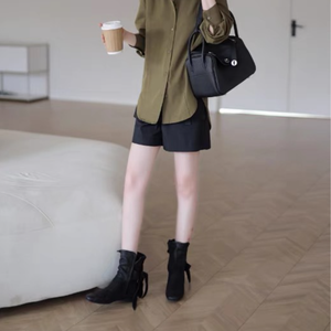 Stivali piatti <span class=keywords><strong>comodi</strong></span> in vera pelle personalizzati per dropshipping, scarpe da <span class=keywords><strong>donna</strong></span>, stivaletti corti in stile retrò per signore - Product Image 5