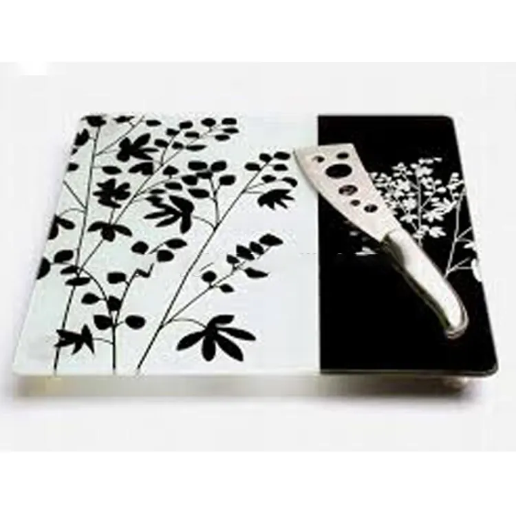 Kitchen Appliance Clear Black Painted Colored Silk Printed Tempered Glass cutting board