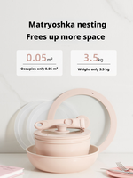 Ensemble de casseroles antiadhésives peu encombrantes, poêles et casseroles à poignée amovible pour cuisinière à induction, gaz et four