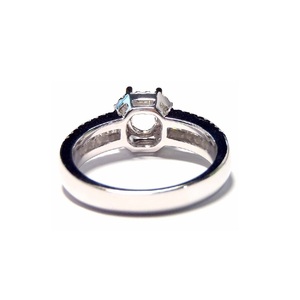 Bague pour femme personnalisée en or blanc 18 carats avec diamant véritable taille brillant, semi-monture, pour mariage, fiançailles, fête ou anniversaire - Product Image 3
