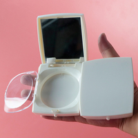 Boîtier vide carré personnalisé pour poudre compacte avec un seul godet rond, miroir et houppette – Emballage cosmétique