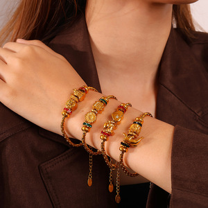 European American Gold <b>Adjustable</b> <b>Bracelet</b> Zinc Alloy Animal Shape Bezel Setting Unisex Jewelry - Product Image 4