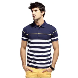 100% Cotton Wholesale Color Combination Men Perfect Custom multicolored Stripe POLO T shirt Design