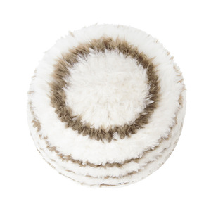 Winter Warm Thickened Fur Striped Knitted Hat For Women Cold Proof Beanie White With Black Ring Light Beige With Brown Ring - Product Image 5