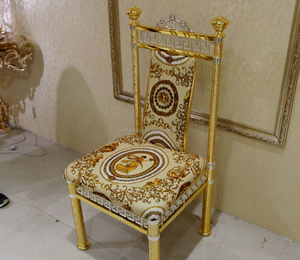 <span class=keywords><strong>Sedia</strong></span> da Pranzo in Stile <span class=keywords><strong>Barocco</strong></span> Italiano OE-FASHION, in Lega di Ottone Placcata Oro K e <span class=keywords><strong>Argento</strong></span>, con Tessuto Beige per Soggiorno Europeo - Product Image 4